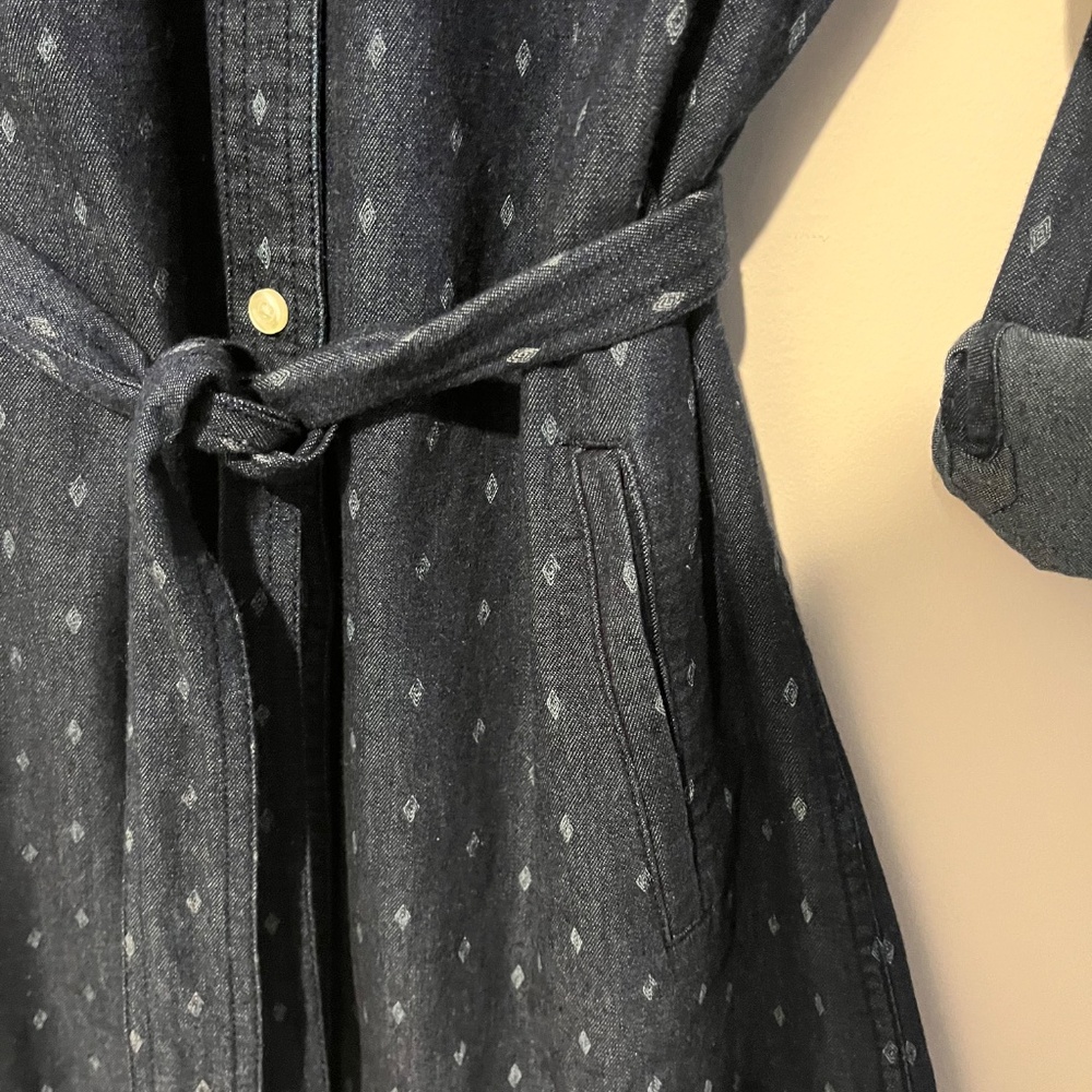 Talbots Denim Polka Dot Dress w/Belt Blue 6 Petite Office/Casual - Picture 7 of 9